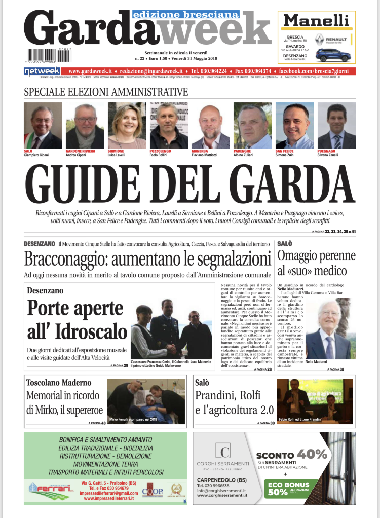 Gardaweek è in edicola. La prima pagina edizione bresciana