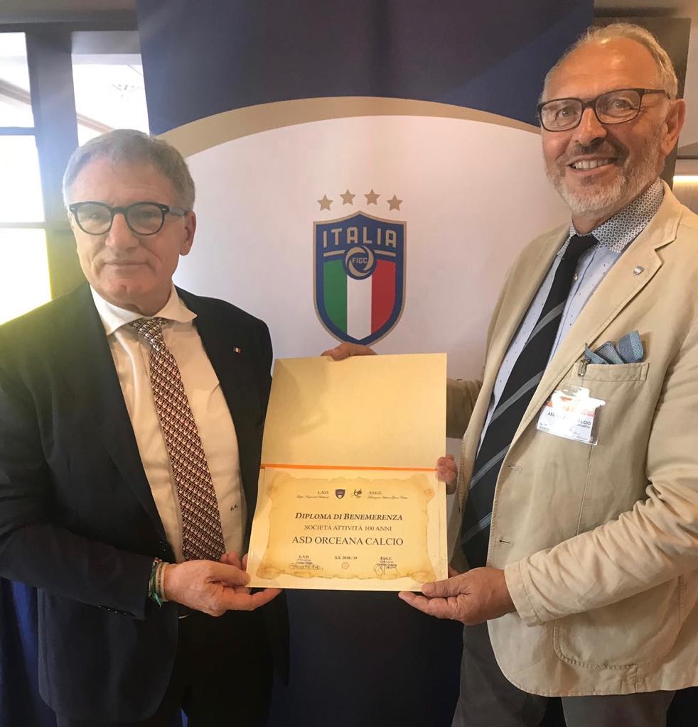 L’Asd Orceana Calcio vola a Roma per  la benemerenza in onore dei 100 anni di attività