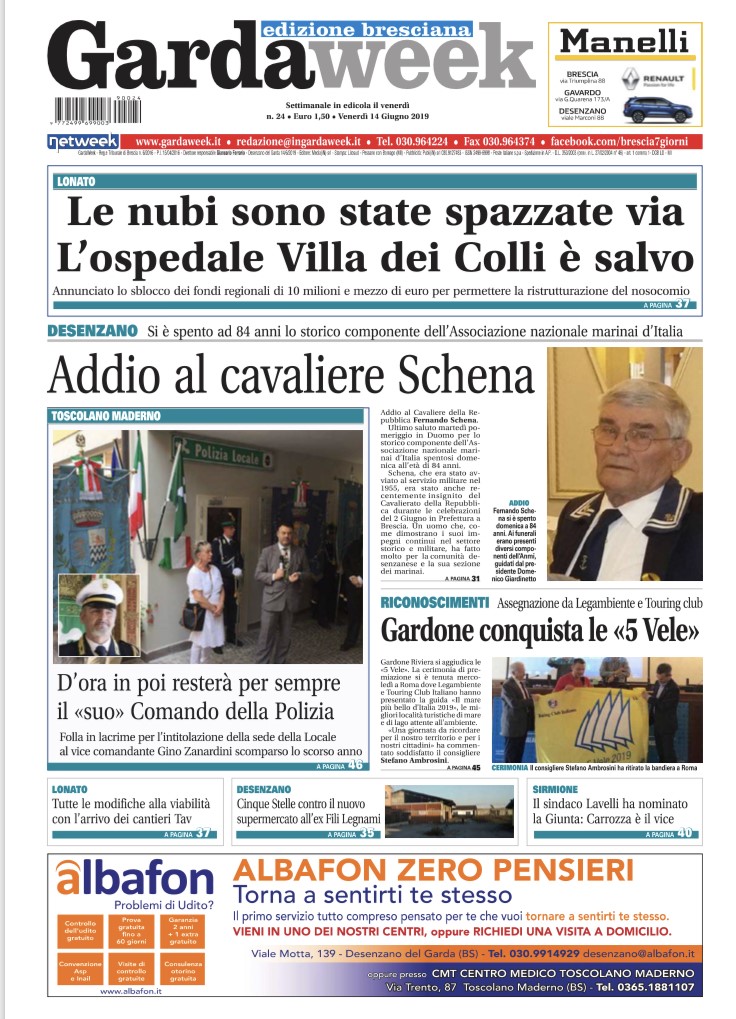 Gardaweek è in edicola. La prima pagina edizione bresciana