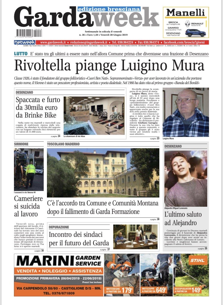 Gardaweek è in edicola. La prima pagina edizione bresciana