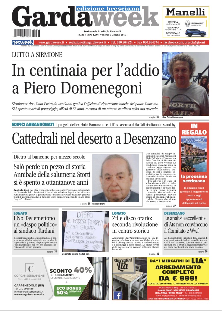 Gardaweek è in edicola. La prima pagina edizione bresciana