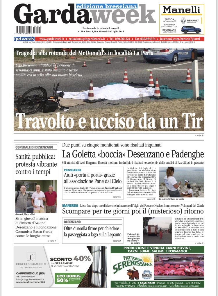 Gardaweek è in edicola. La prima pagina edizione bresciana