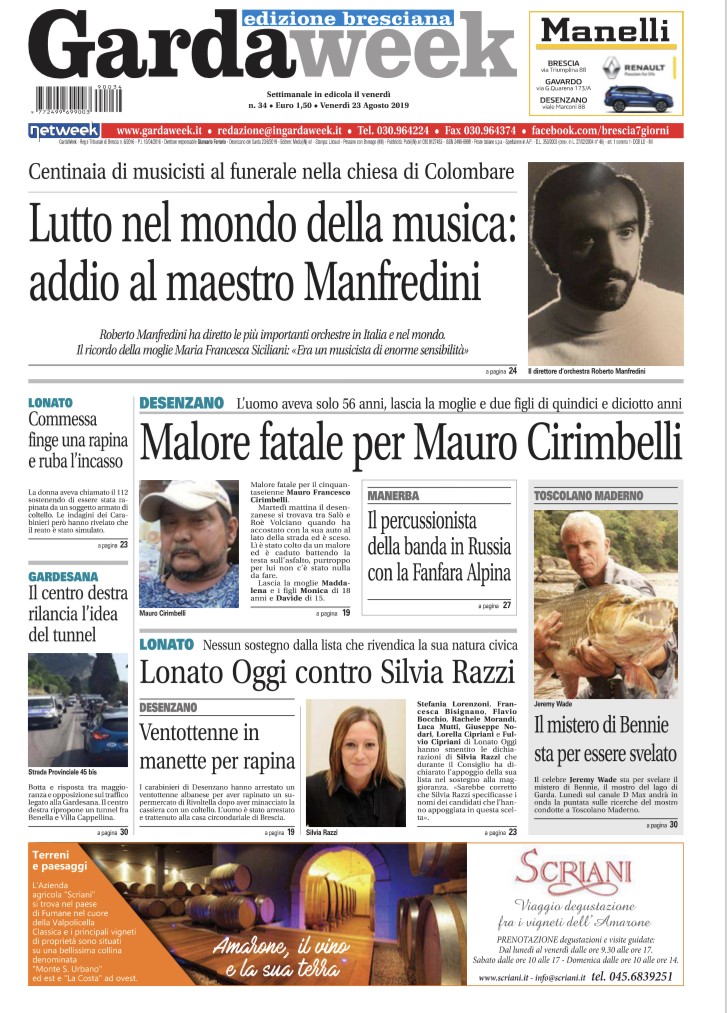 Gardaweek è in edicola. La prima pagina edizione bresciana