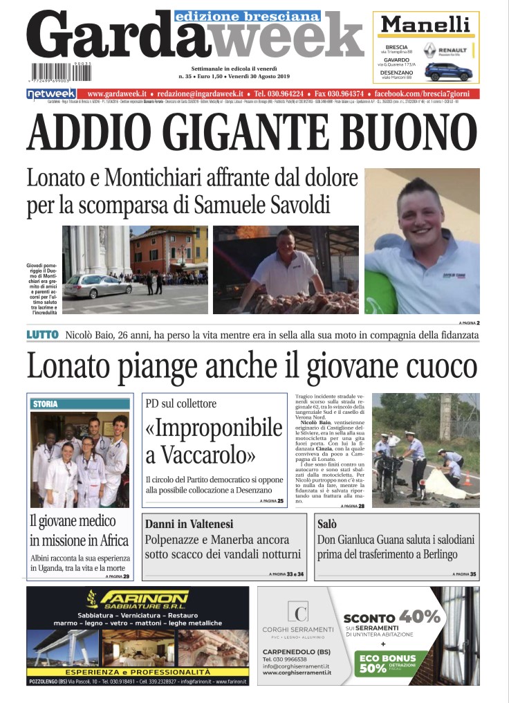 Gardaweek è in edicola. La prima pagina edizione bresciana