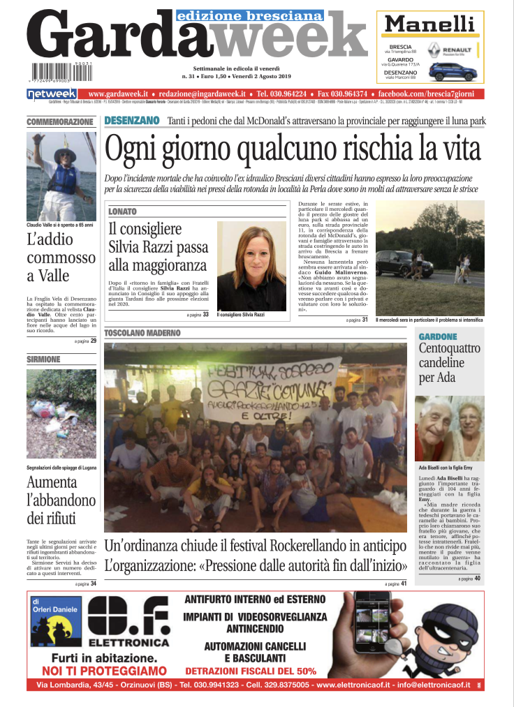 Gardaweek è in edicola. La prima pagina edizione bresciana