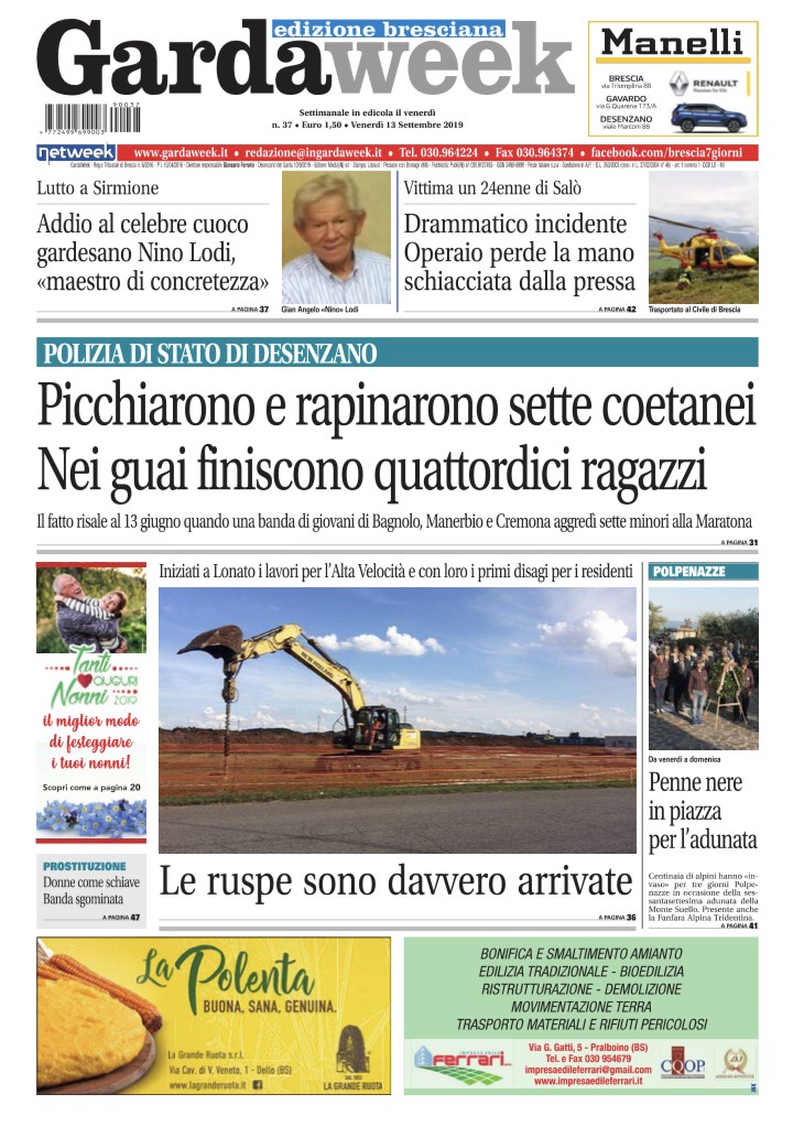 Gardaweek è in edicola. La prima pagina edizione bresciana