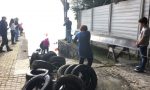 Oltre cinquanta gomme recuperate dai fondali a Gardone Riviera