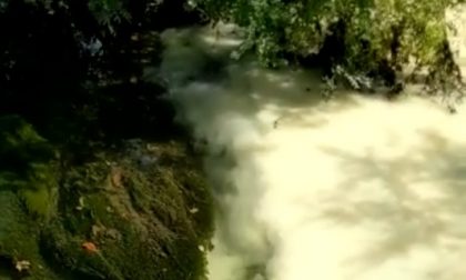 Allarme a Flero, la roggia si tinge di bianco… e fa fumo