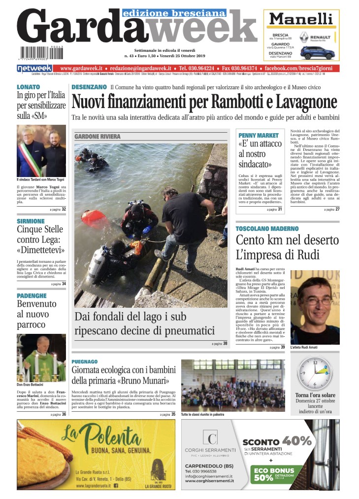 Gardaweek è in edicola. La prima pagina edizione bresciana