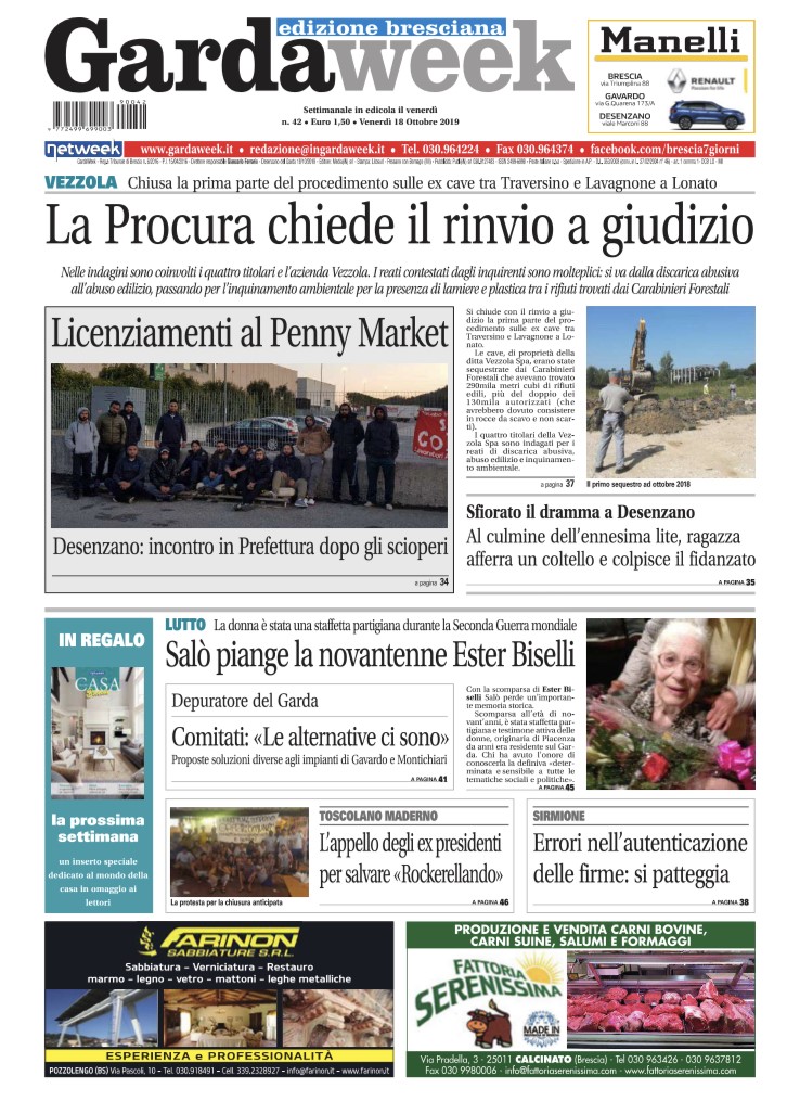 Gardaweek è in edicola. La prima pagina edizione bresciana