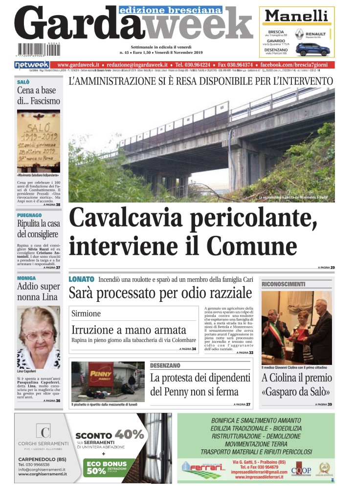 Gardaweek è in edicola. La prima pagina edizione bresciana