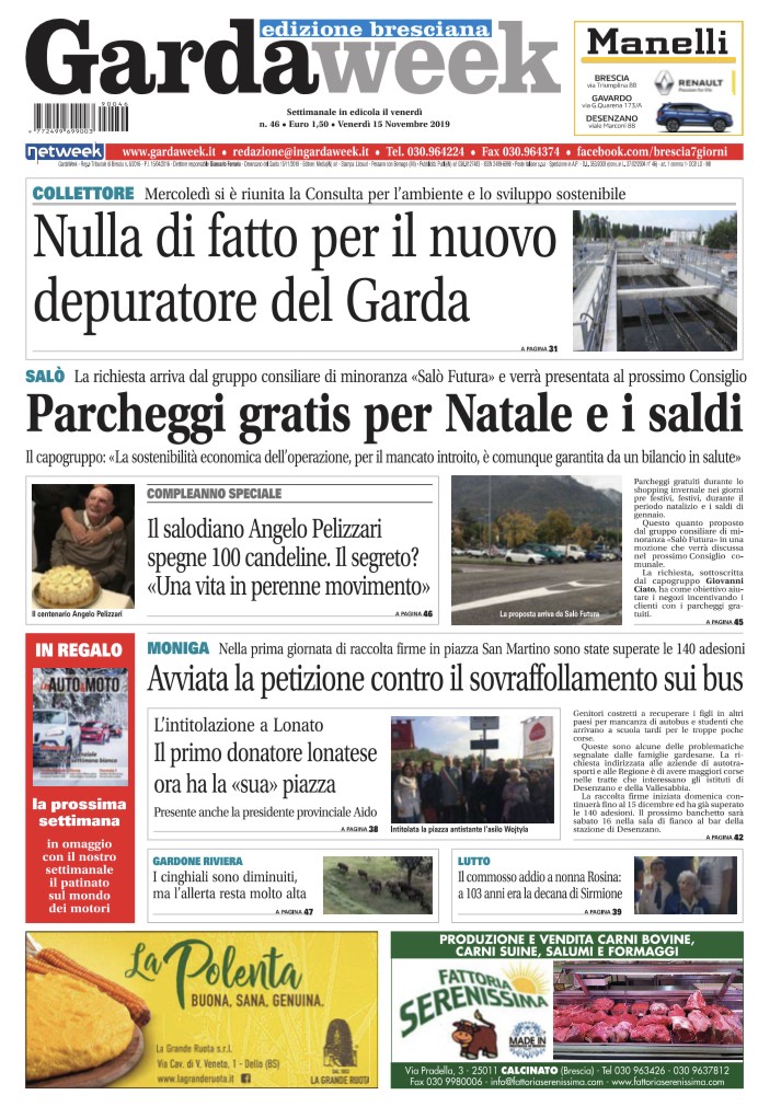 Gardaweek è in edicola. La prima pagina edizione bresciana