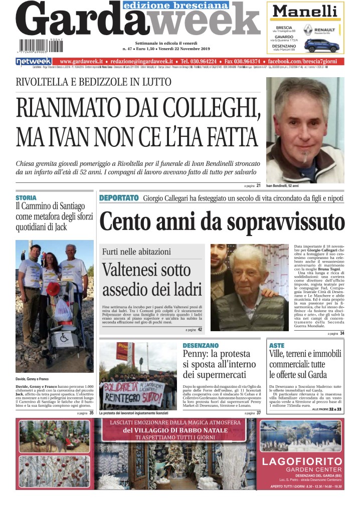 Gardaweek è in edicola. La prima pagina edizione bresciana