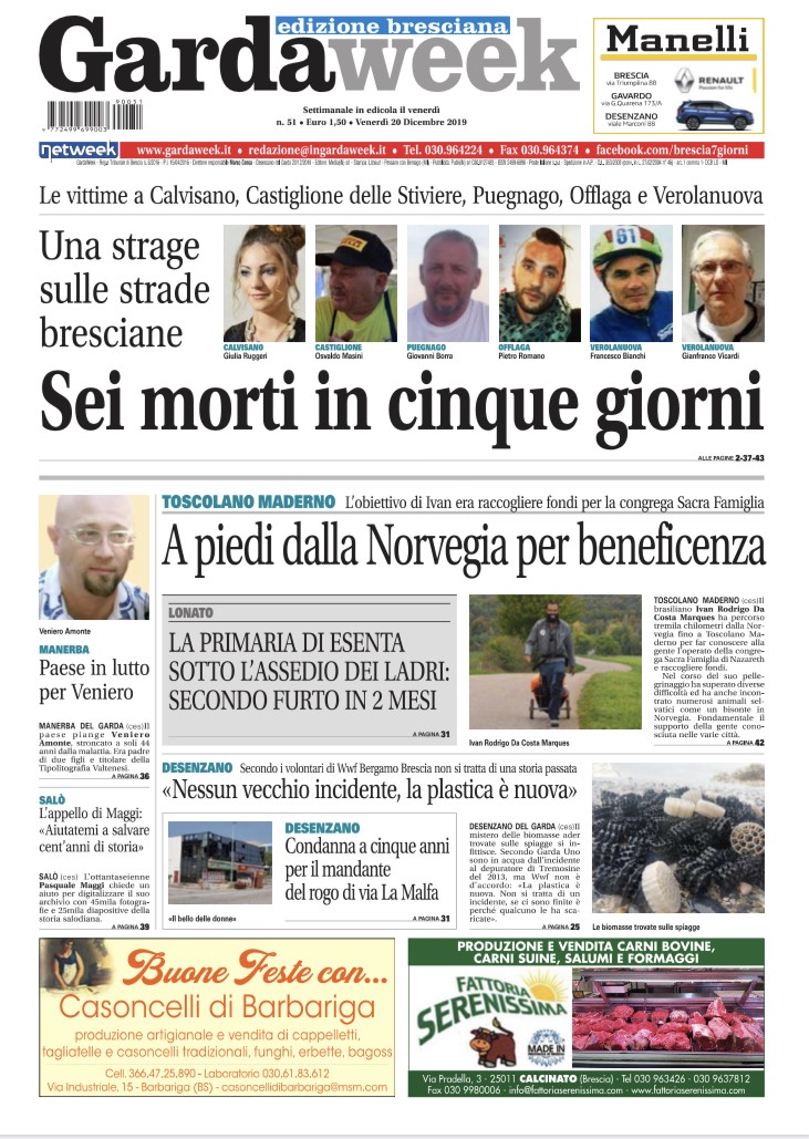 Gardaweek è in edicola. La prima pagina edizione bresciana