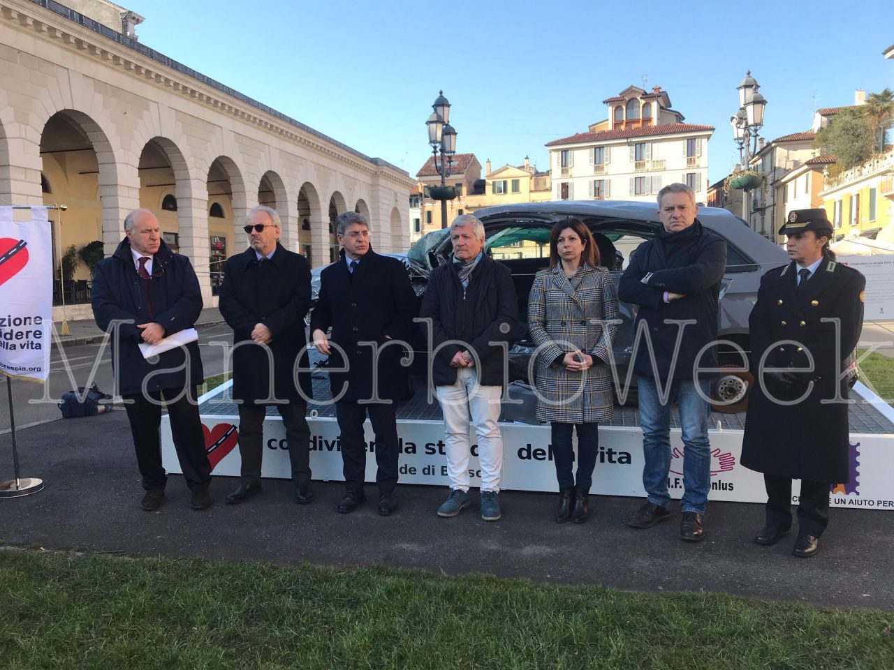 Brescia installazione in piazzale Arnaldo in ricordo alle vittime della strada