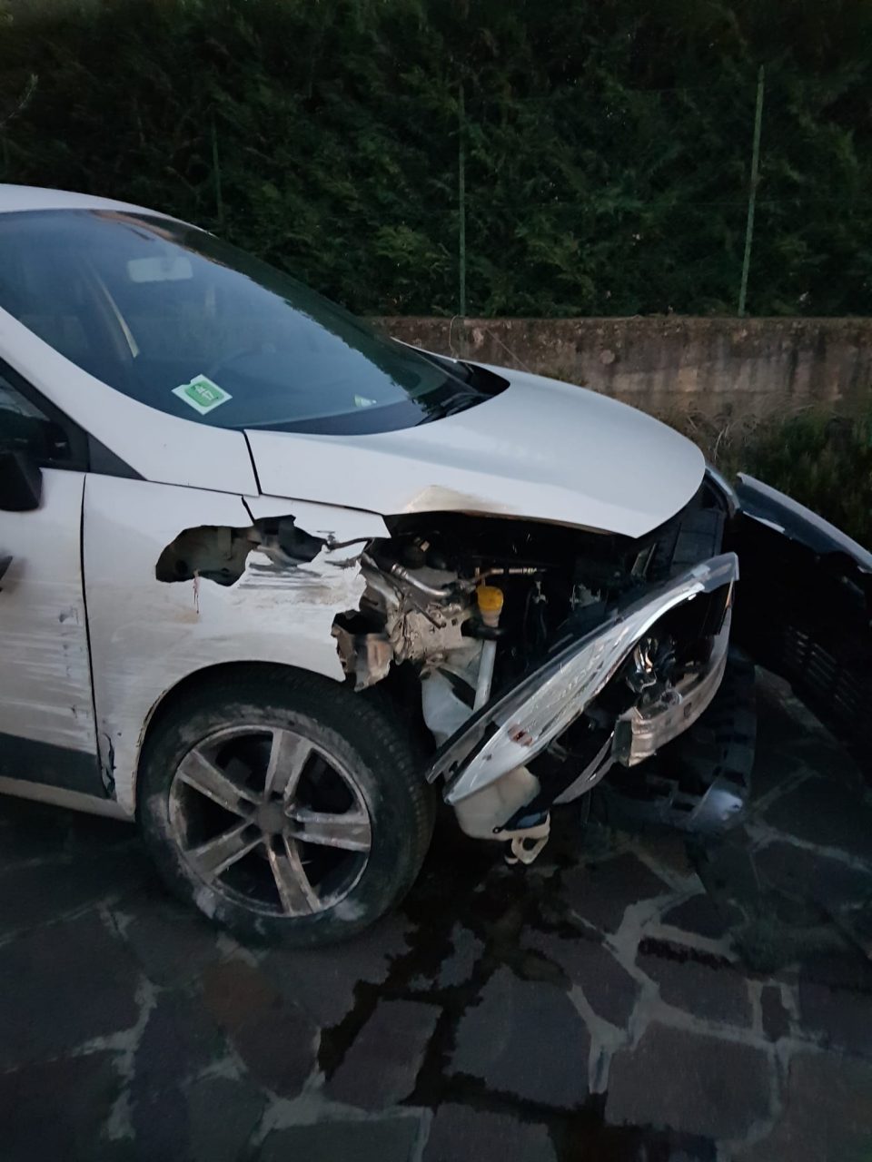 Automobilista perde il controllo e finisce contro un palo