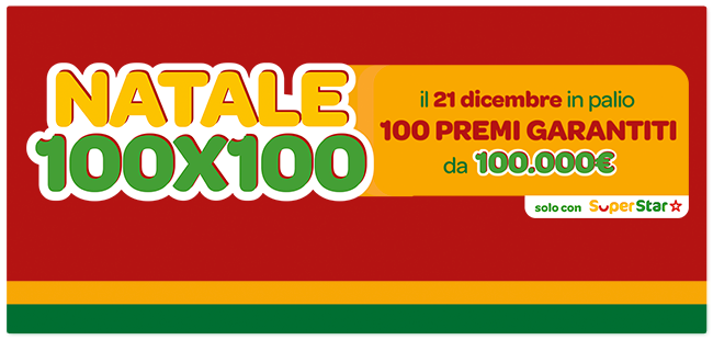 “Natale 100×100” di SuperEnalotto SuperStar: assegnati 100 premi da 100 mila euro