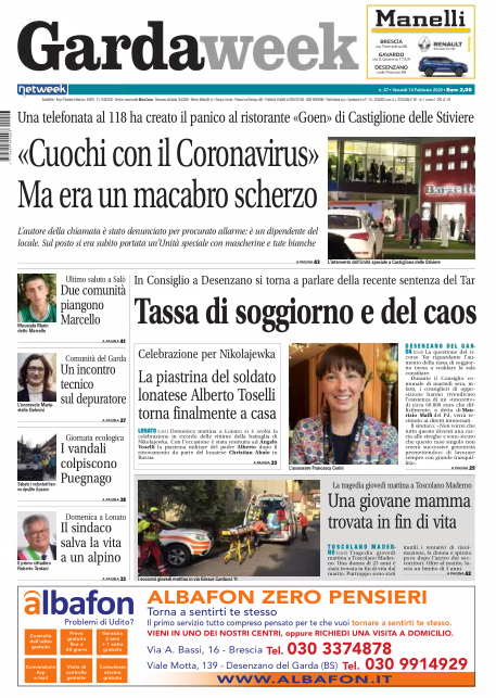Gardaweek è in edicola. La prima pagina versione bresciana