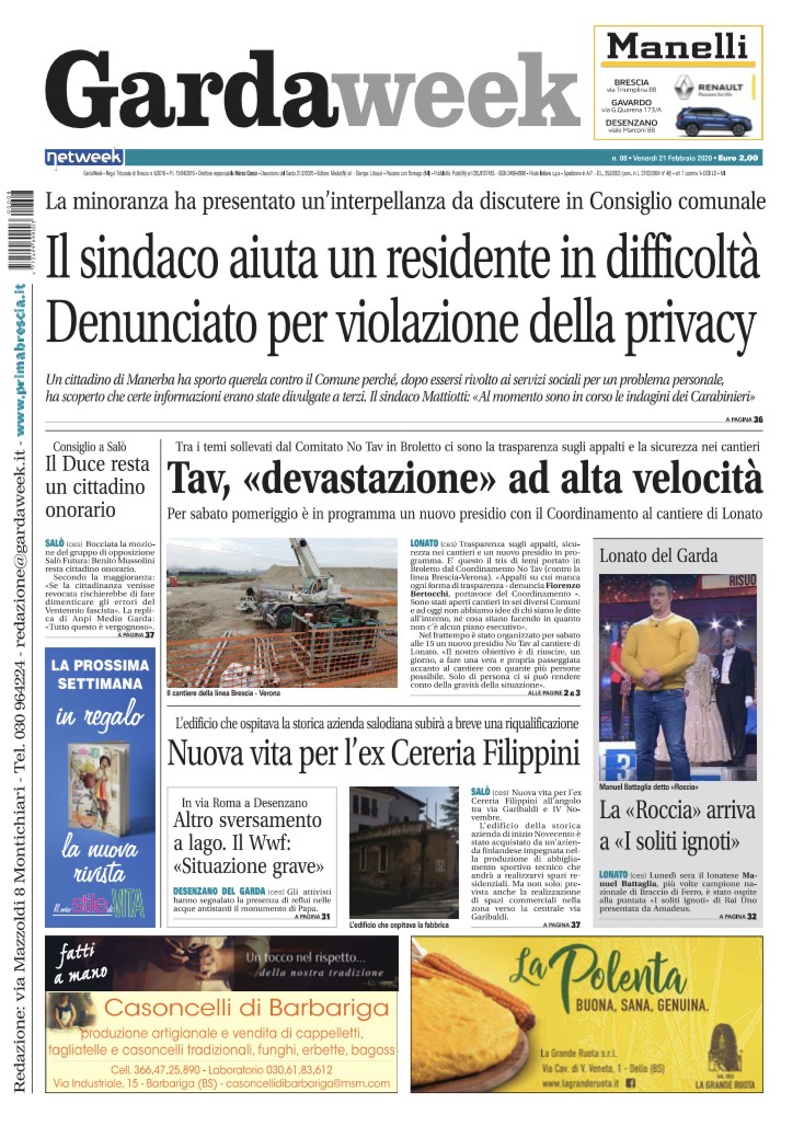 Gardaweek è in edicola. La prima pagina versione bresciana