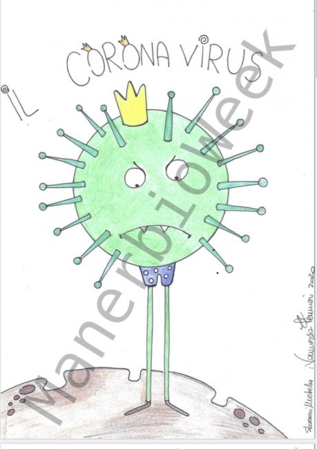 Copertina del libricino sul coronavirus di Vanessa Ferrari e Michela Sbaraini