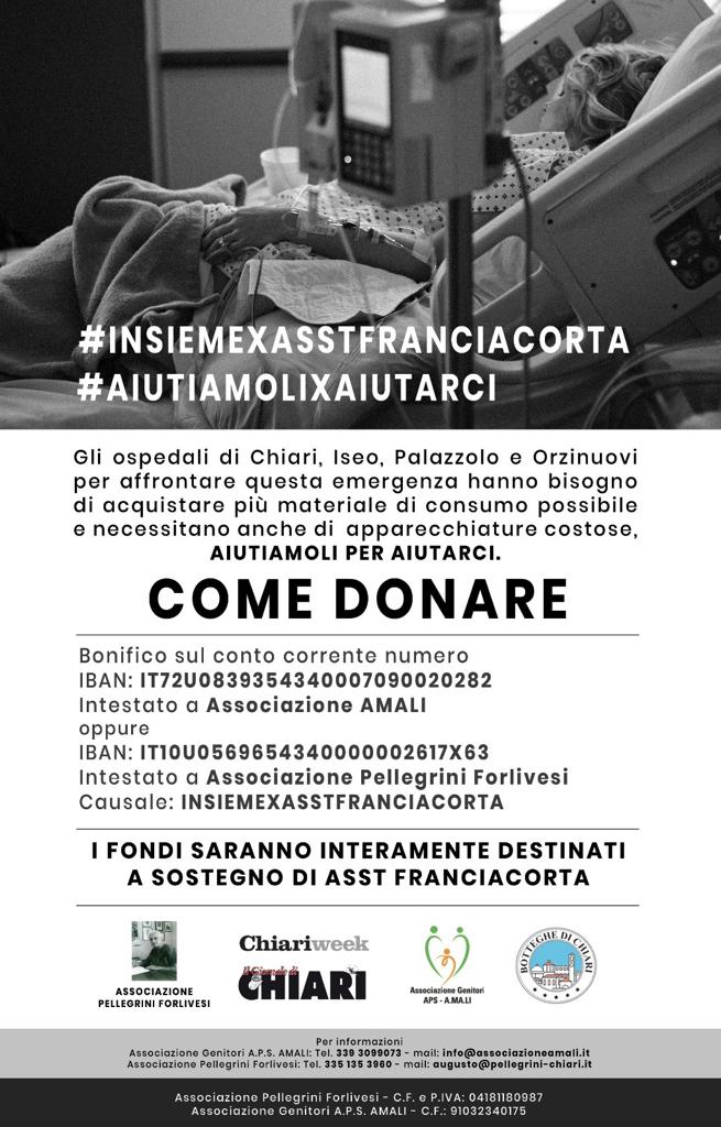 #InsiemexAsstFranciacorta: ChiariWeek adersice alla raccolta fondi per l’Asst Franciacorta