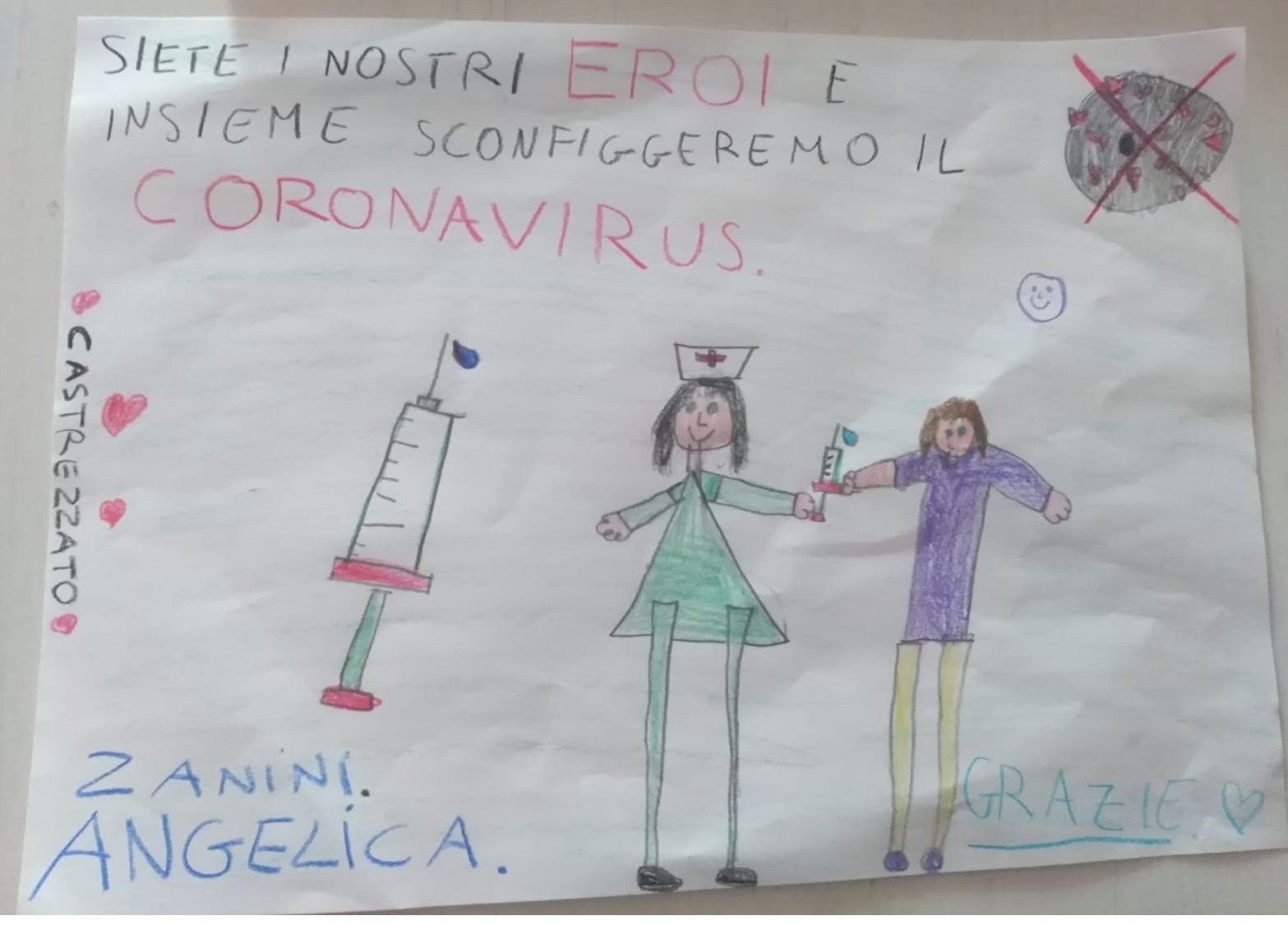 Ecco il piccolo contributo della mia bambina Angelica per tutti i medici e infermieri. Grazie anche a tutti voi