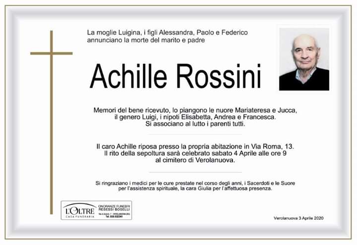 Verolanuova piange Achille Rossini
