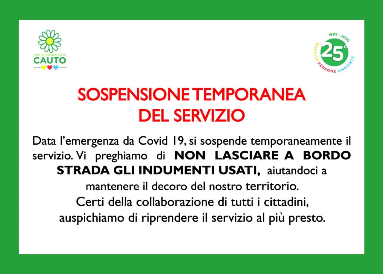 Comune di Flero sospensione temporanea del servizio raccolta indumenti usati
