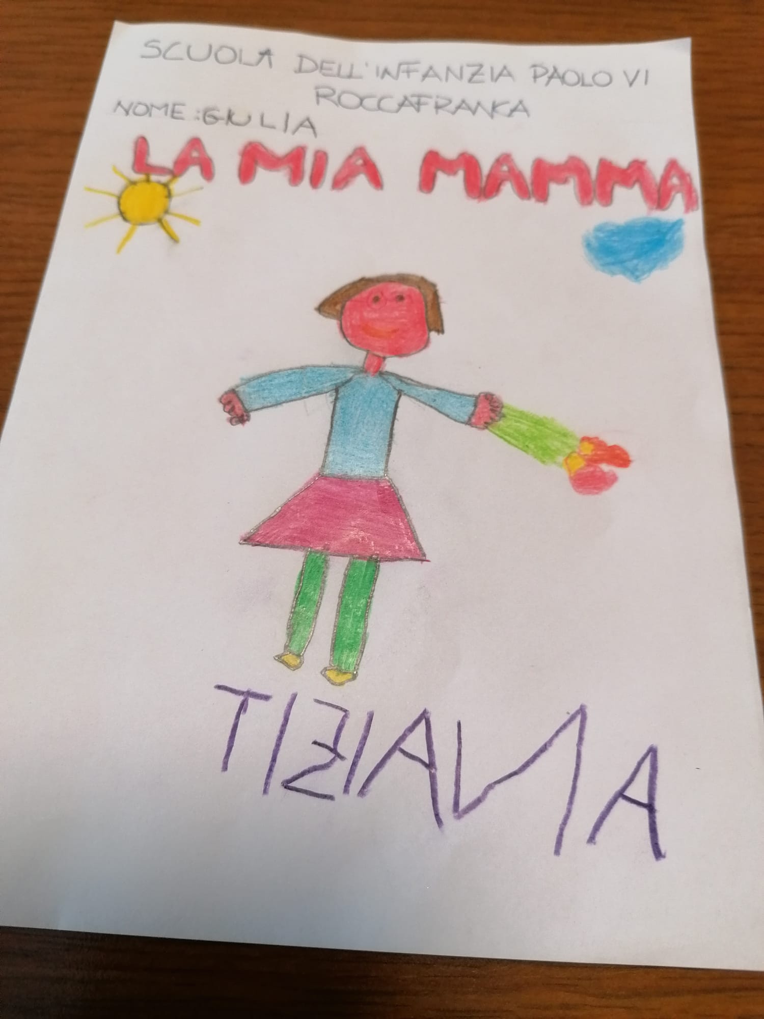 La mia mamma Tiziana, firmato Giulia (scuola dell'infanzia Paolo VI sezione rossi di Roccafranca