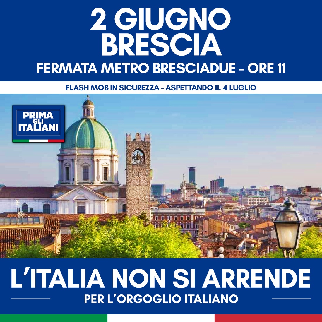 Flash-mob della Lega nel piazzale della fermata BresciaDue della metro