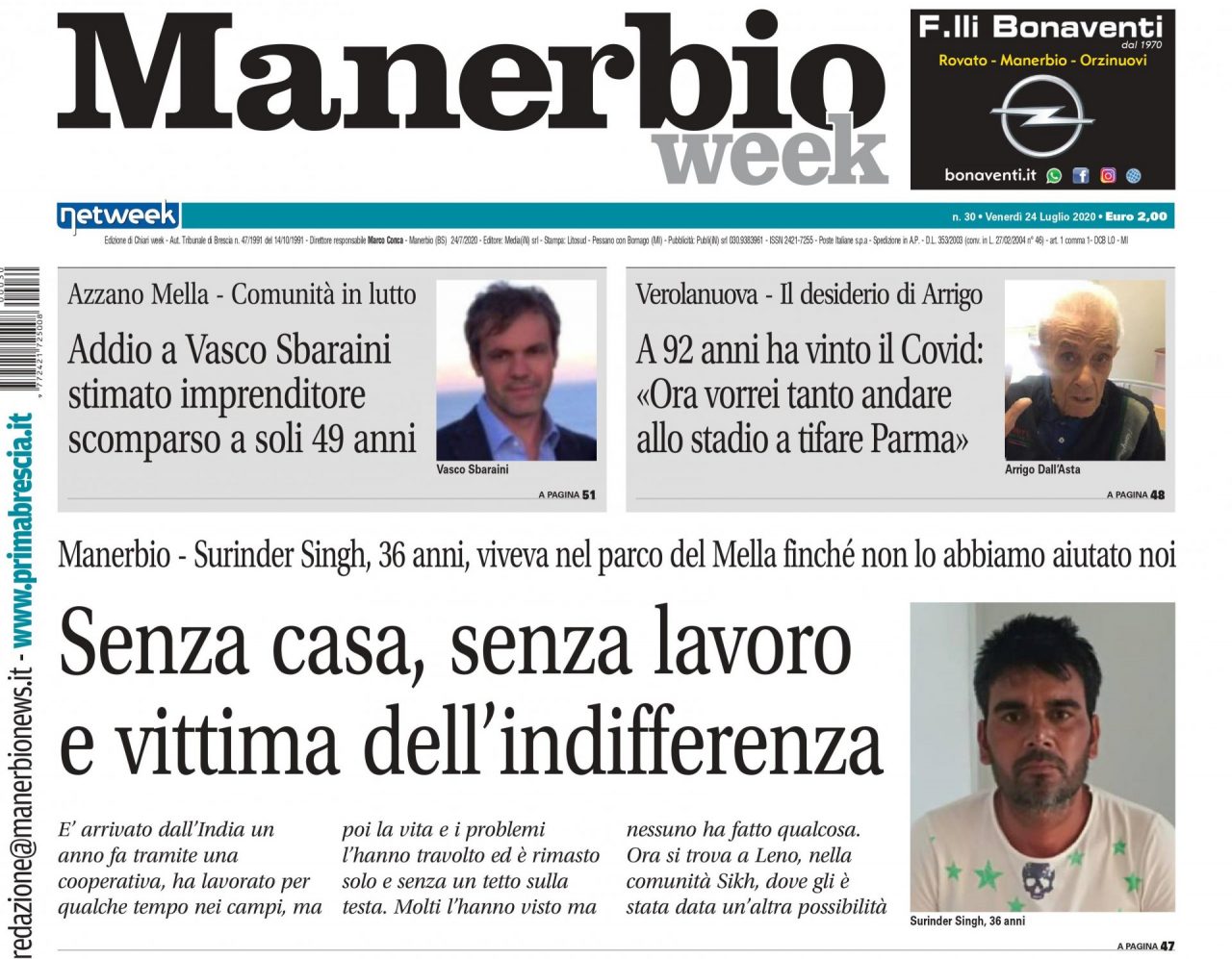 E’ in edicola il nuovo numero di Manerbioweek