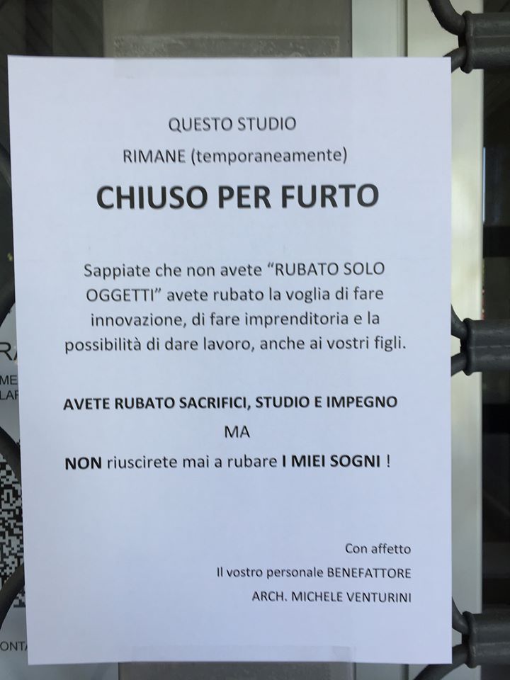 “Avete rubato sacrifici, studio e impegno”: lo sfogo dopo il furto