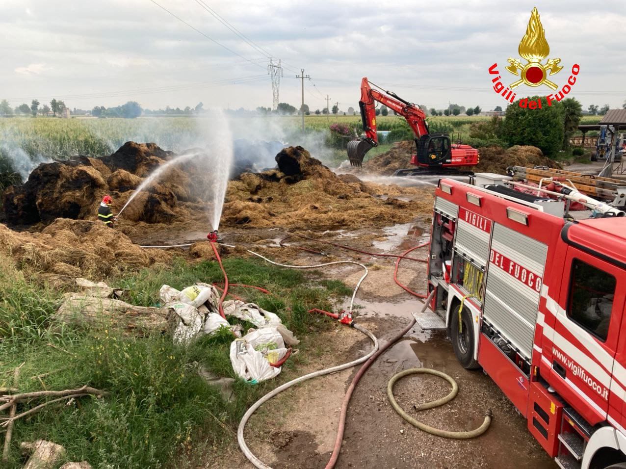 Incendio in un’azienda agricola di Montichiari