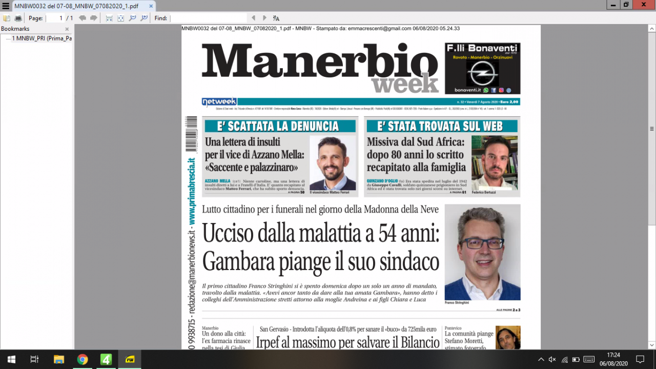 E’ in edicola il nuovo numero di Manerbioweek