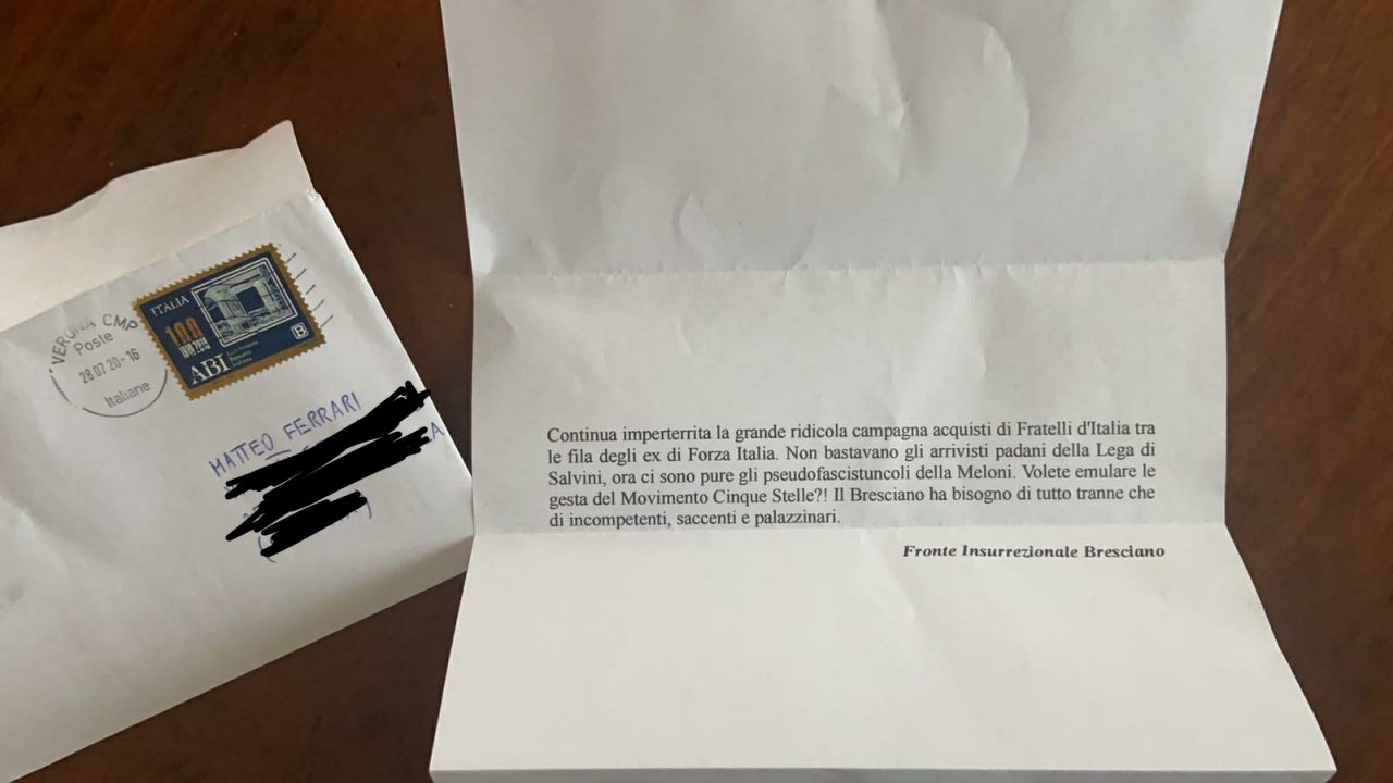 Una lettera di insulti nella posta del vicesindaco di Azzano Mella