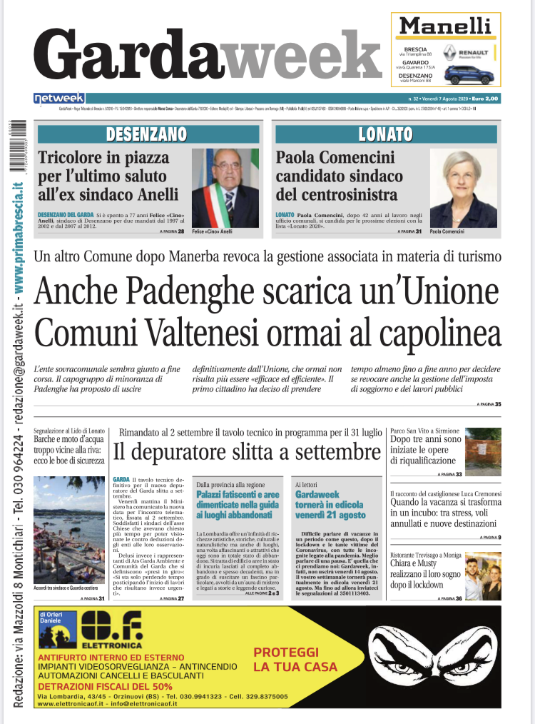 Gardaweek è in edicola. La prima pagina versione bresciana