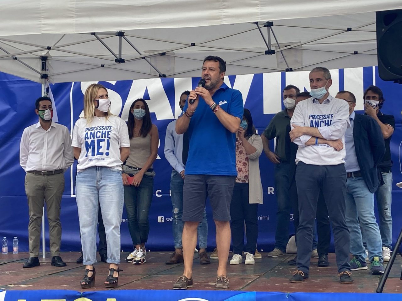 Il leader della Lega Matteo Salvini a Roncadelle per la candidata Elisa Regosa