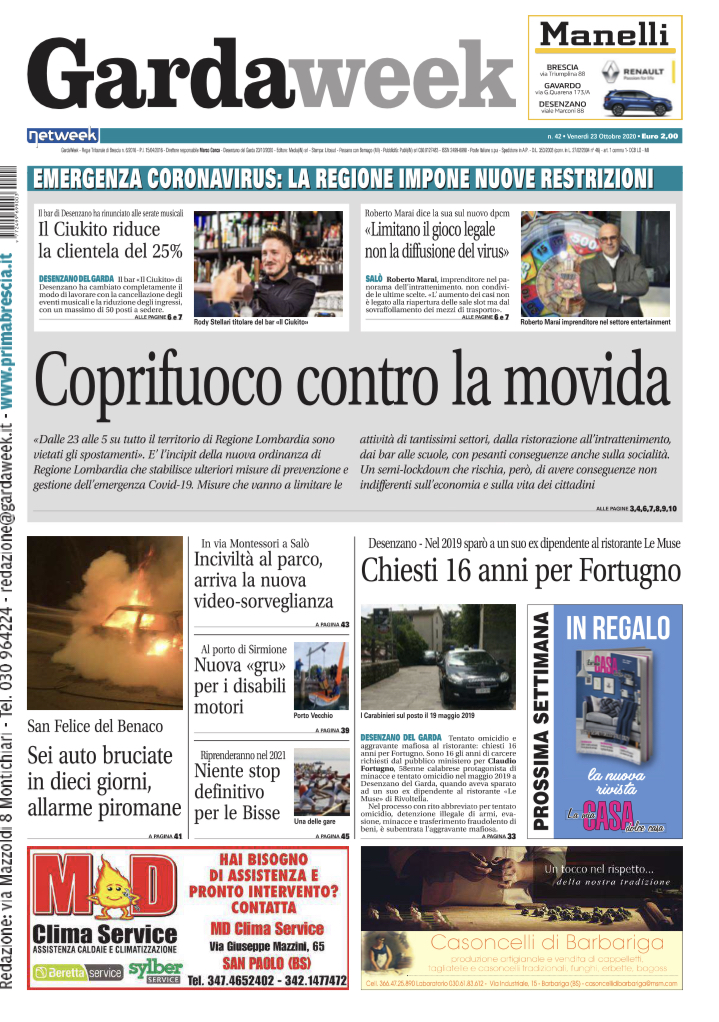 Gardaweek è in edicola. La prima pagina versione bresciana