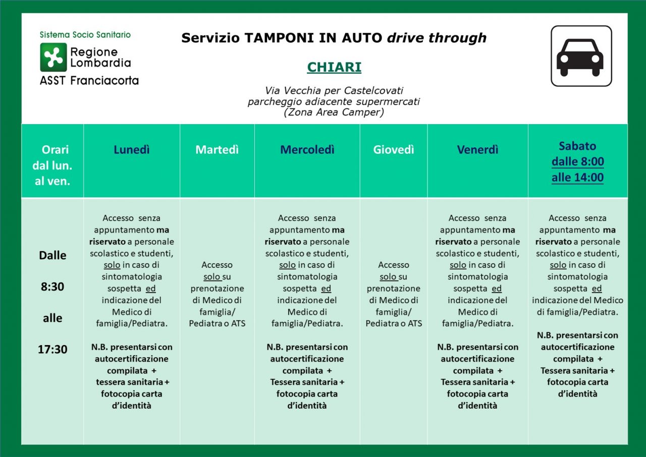 I tamponi in auto passano in zona cimitero