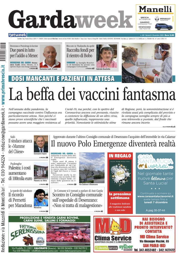 Gardaweek è in edicola. La prima pagina versione bresciana