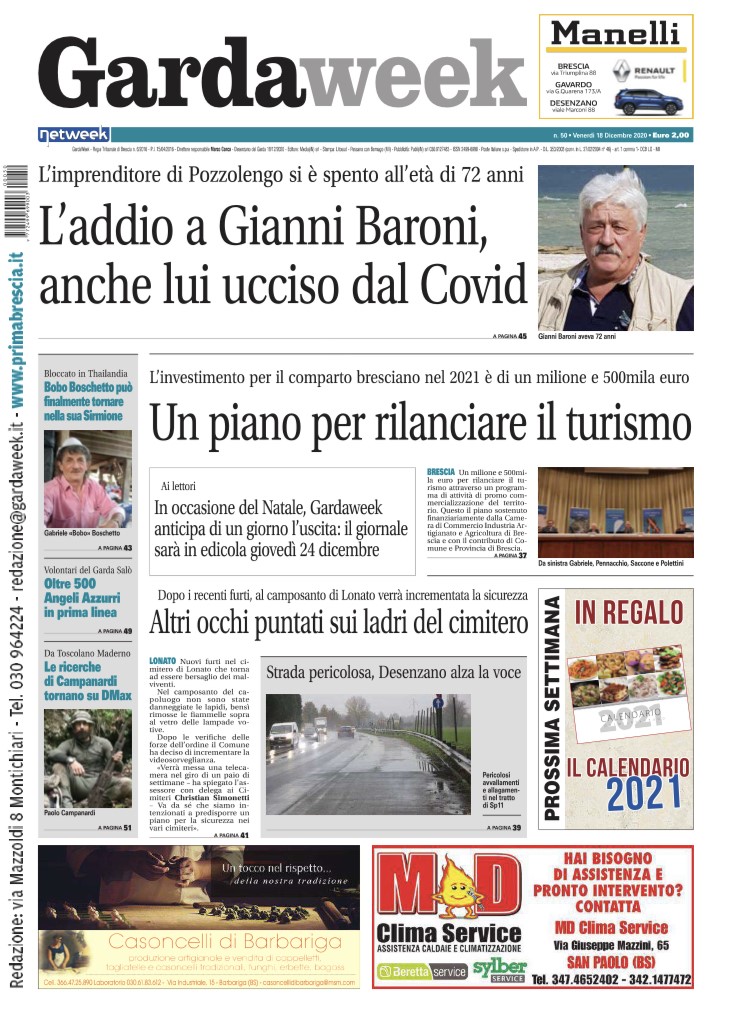 Gardaweek è in edicola. La prima pagina versione bresciana