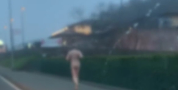 Esce a correre sul lago… ma è nudo