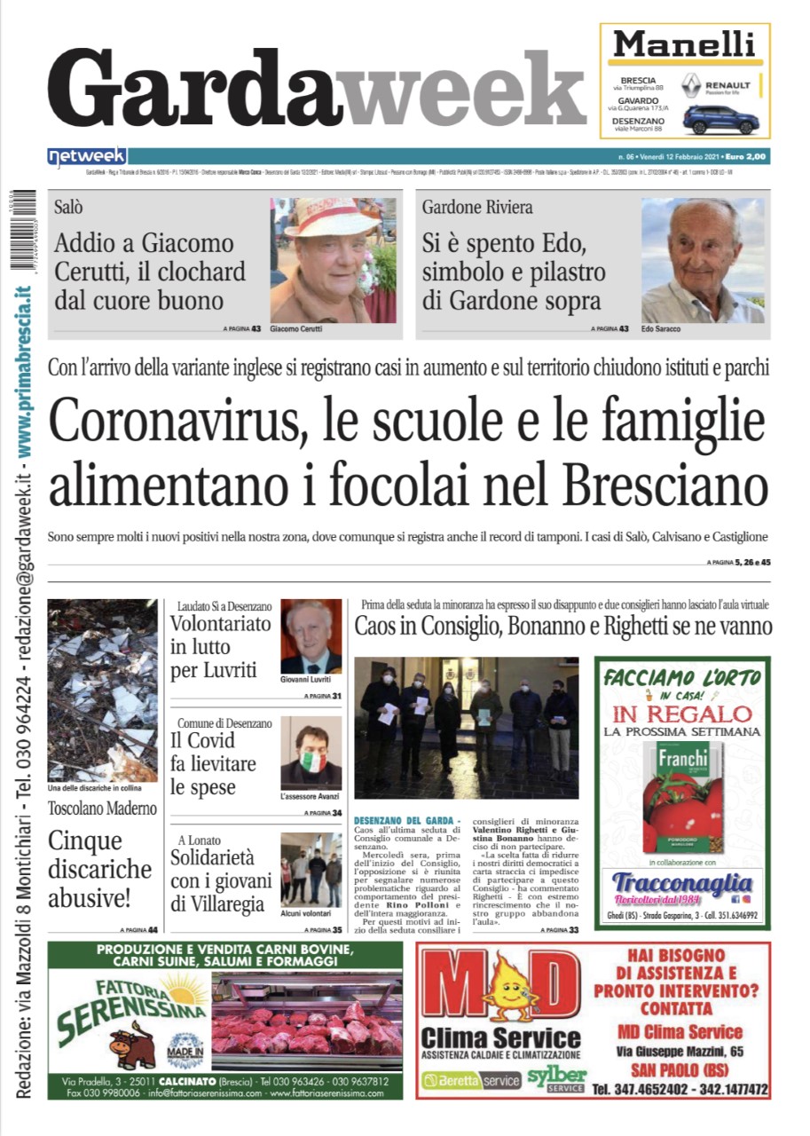 Gardaweek è in edicola. La prima pagina versione bresciana