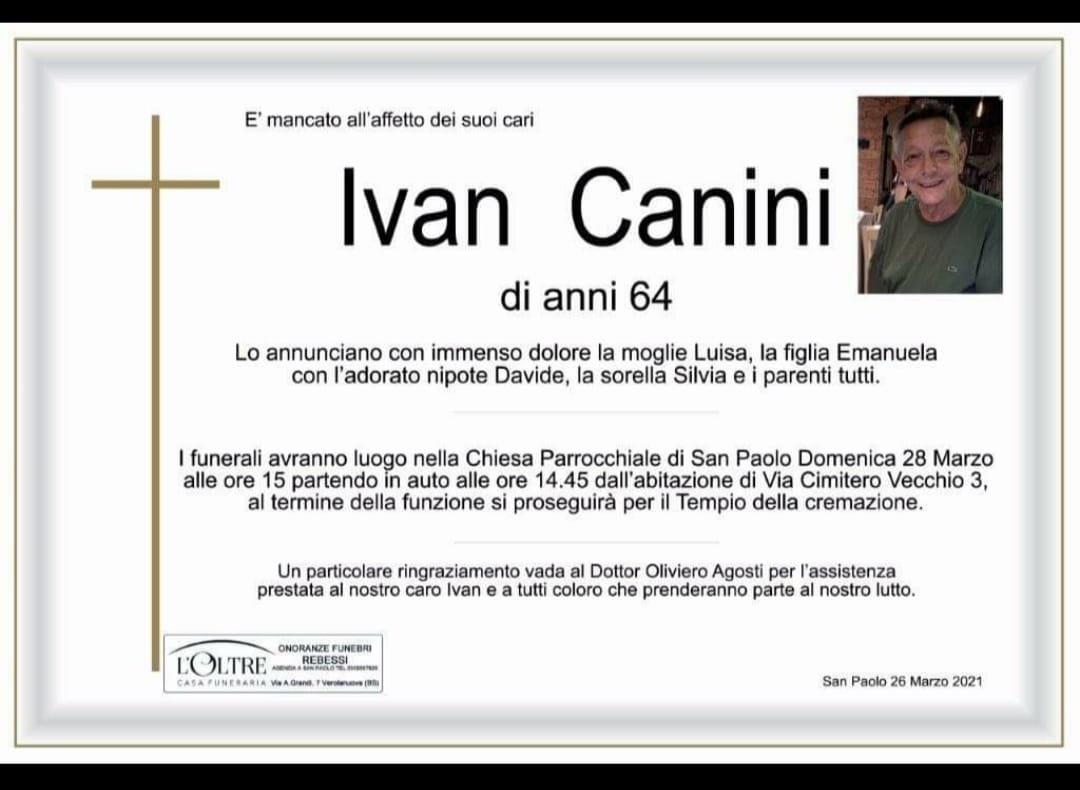 Si è spento l’ex dipendente comunale Ivan Canini