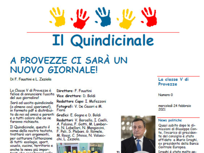 Dall’idea degli studenti di quinta elementare di Provezze è nato un nuovo periodico