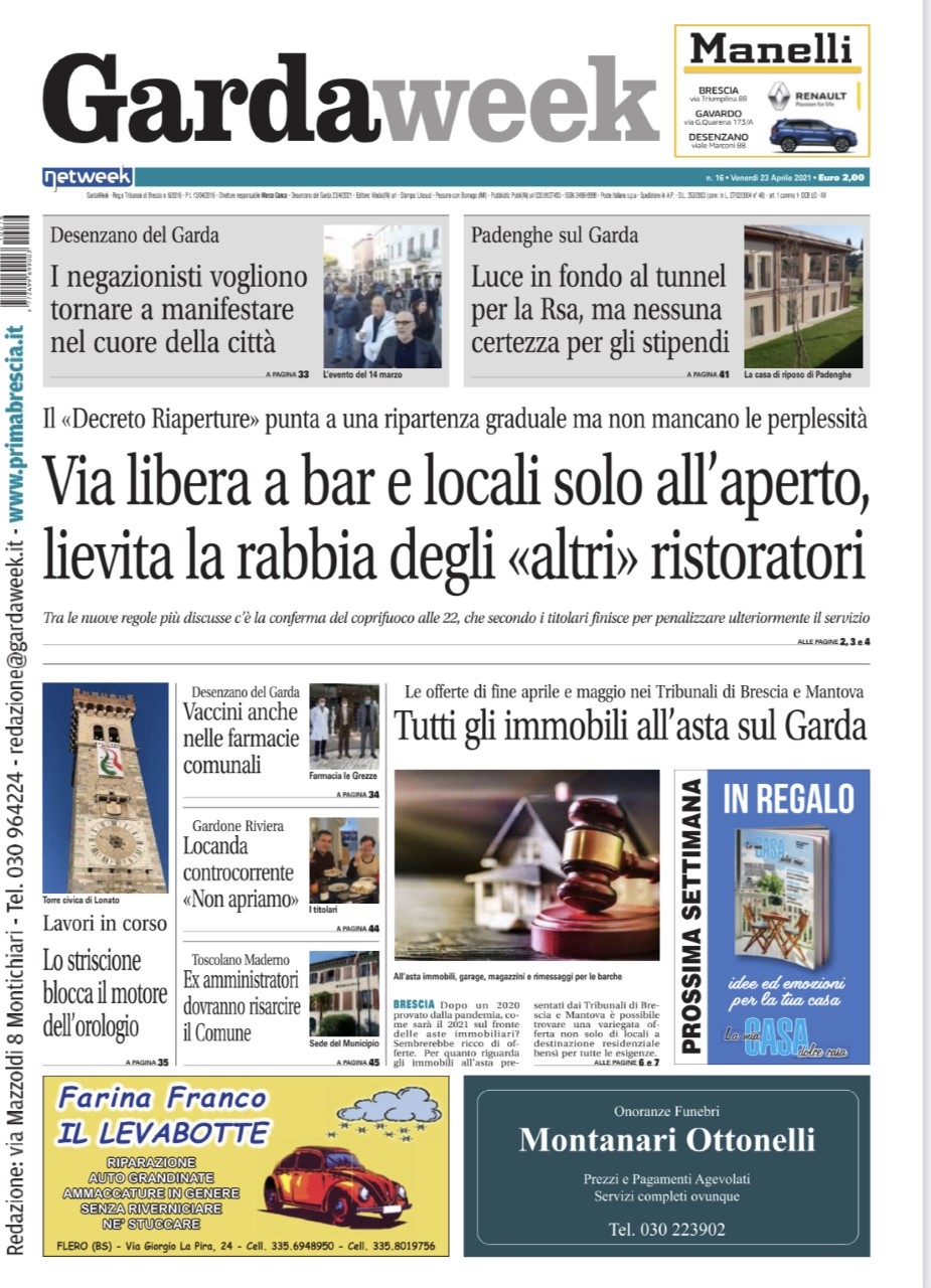 Gardaweek è in edicola. La prima pagina versione bresciana