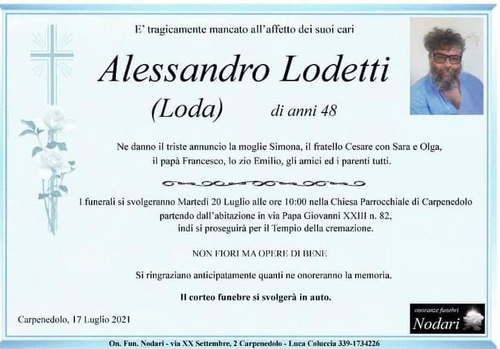 Muore nello schianto: addio al 48enne Alessandro Lodetti