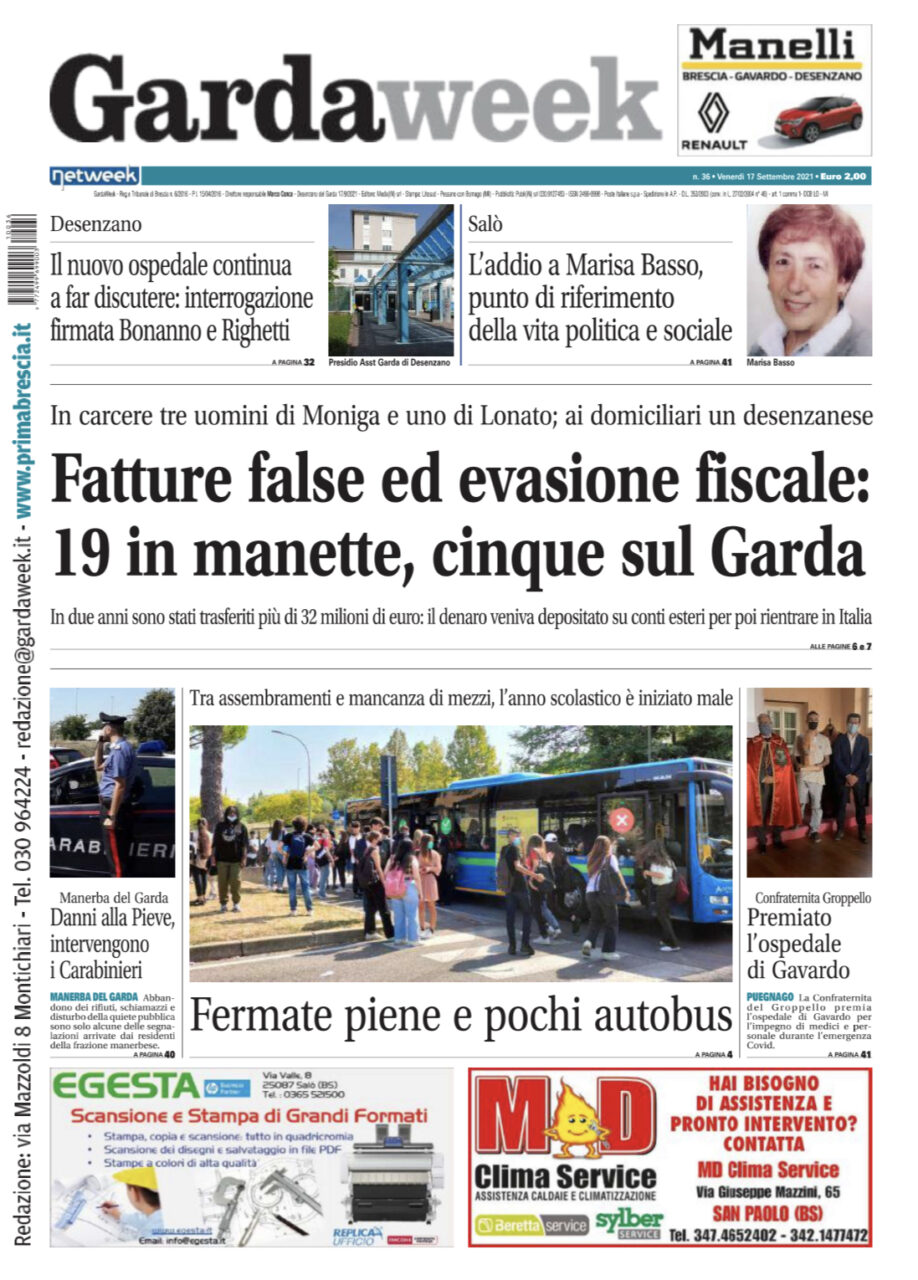 Gardaweek è in edicola. La prima pagina versione bresciana