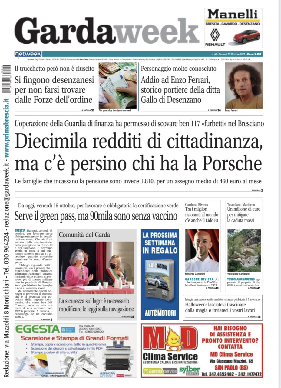 Gardaweek è in edicola. La prima pagina versione bresciana