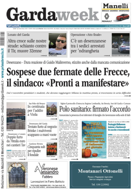 Gardaweek è in edicola. La prima pagina versione bresciana